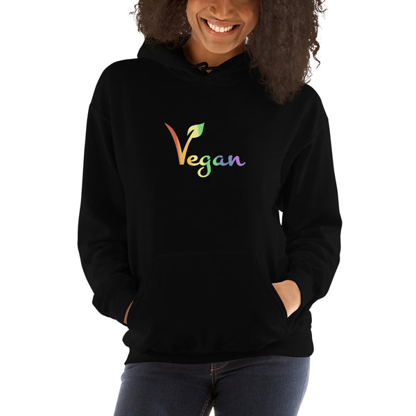 Vegan Pride Hoodie Black | Polycute LGBTQ+ and Polyamory Gifts