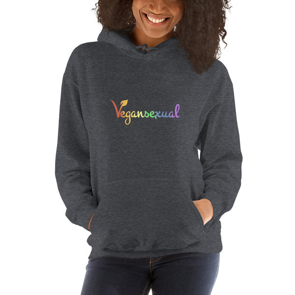 Vegansexual Hoodie Dark Heather | Polycute LGBTQ+ and Polyamory Gifts
