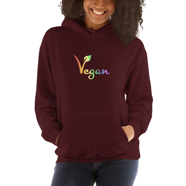 Vegan Pride Hoodie Maroon | Polycute LGBTQ+ and Polyamory Gifts