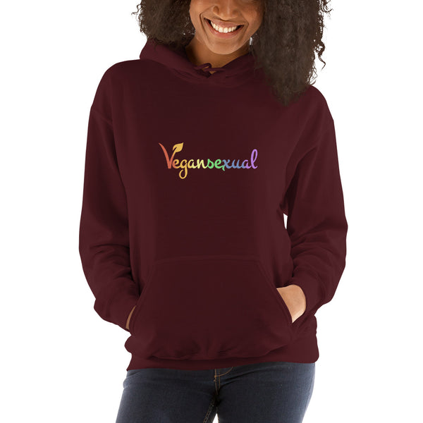 Vegansexual Hoodie Maroon | Polycute LGBTQ+ and Polyamory Gifts