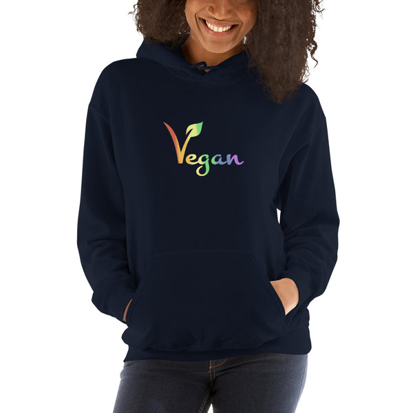Vegan Pride Hoodie Navy | Polycute LGBTQ+ and Polyamory Gifts