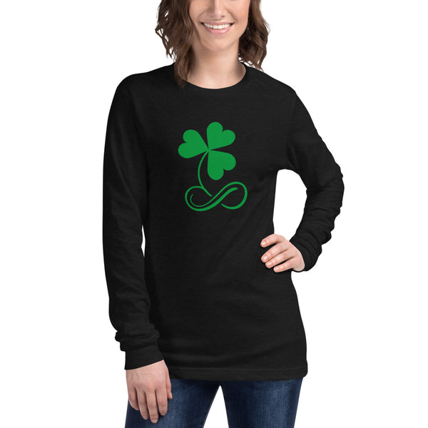 St. Patrick's Day Poly Pride 2022 Long Sleeve Tee Black Heather | Polycute LGBTQ+ & Polyamory Gifts