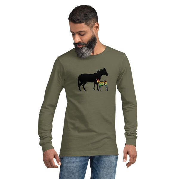 Proud Parent Long Sleeve Tee, Zebra-Military Green | Not everyone is a mama bear or papa bear | Polycute Gift Shop