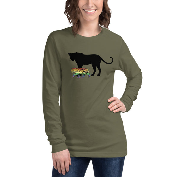 Proud Parent Long Sleeve Tee, Leopard-Military Green | Not everyone is a mama bear or papa bear | Polycute Gift Shop