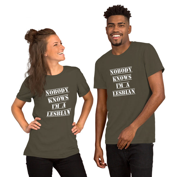 Nobody Knows I'm a Lesbian Tee Army | Polycute Gift Shop
