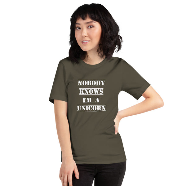 Nobody Knows I'm a Unicorn Tee Army | Polycute Gift Shop