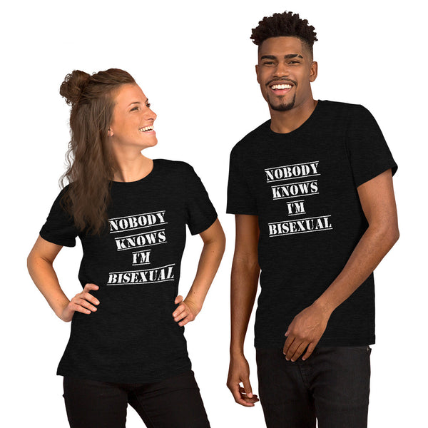 Nobody Knows I'm Bisexual Tee Black Heather | Polycute Gift Shop