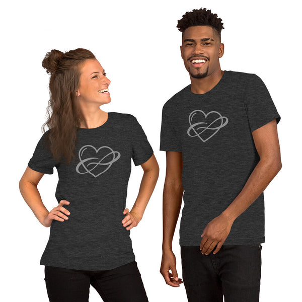 Infinite Love Tee Dark Grey Heather | Polycute LGBTQ+ & Polyamory Gifts