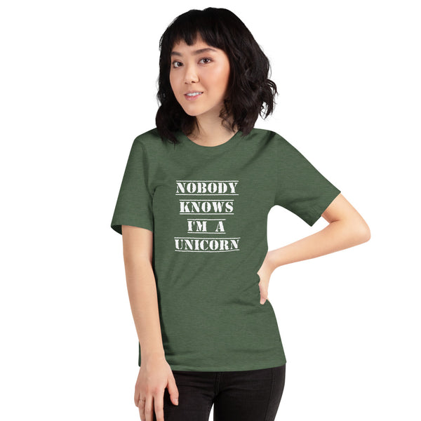 Nobody Knows I'm a Unicorn Tee Heather Forest | Polycute Gift Shop