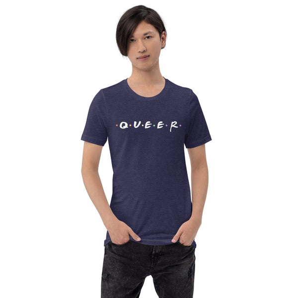 Queer Friends Gay Pride Shirt, Heather Midnight Navy | Polycute Gift Shop