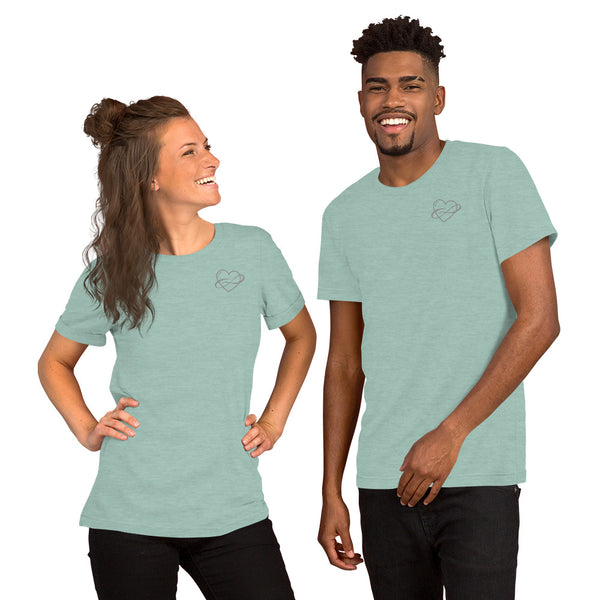 Lowkey Infinite Love Tee Heather Prism Dusty Blue | Polycute LGBTQ+ & Polyamory Gifts