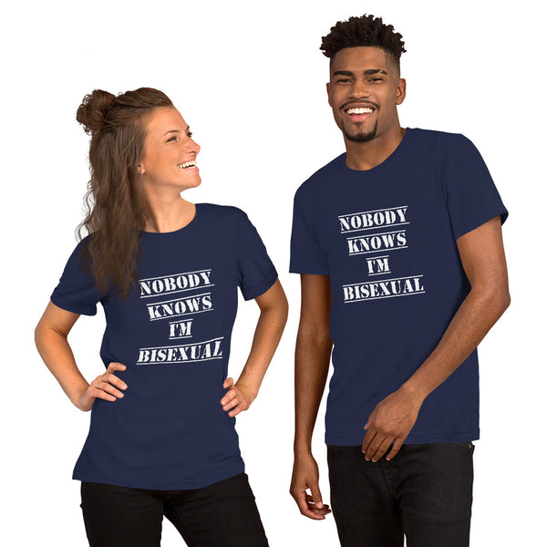 Nobody Knows I'm Bisexual Tee Navy | Polycute Gift Shop