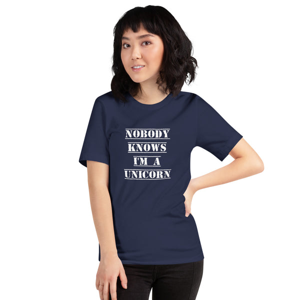 Nobody Knows I'm a Unicorn Tee Navy | Polycute Gift Shop