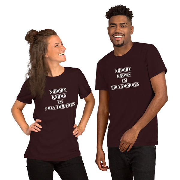 Nobody Knows I'm Poly Tee Oxblood Black | Polycute Gift Shop