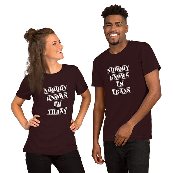 Nobody Knows I'm Trans Tee Oxblood Black | Polycute Gift Shop