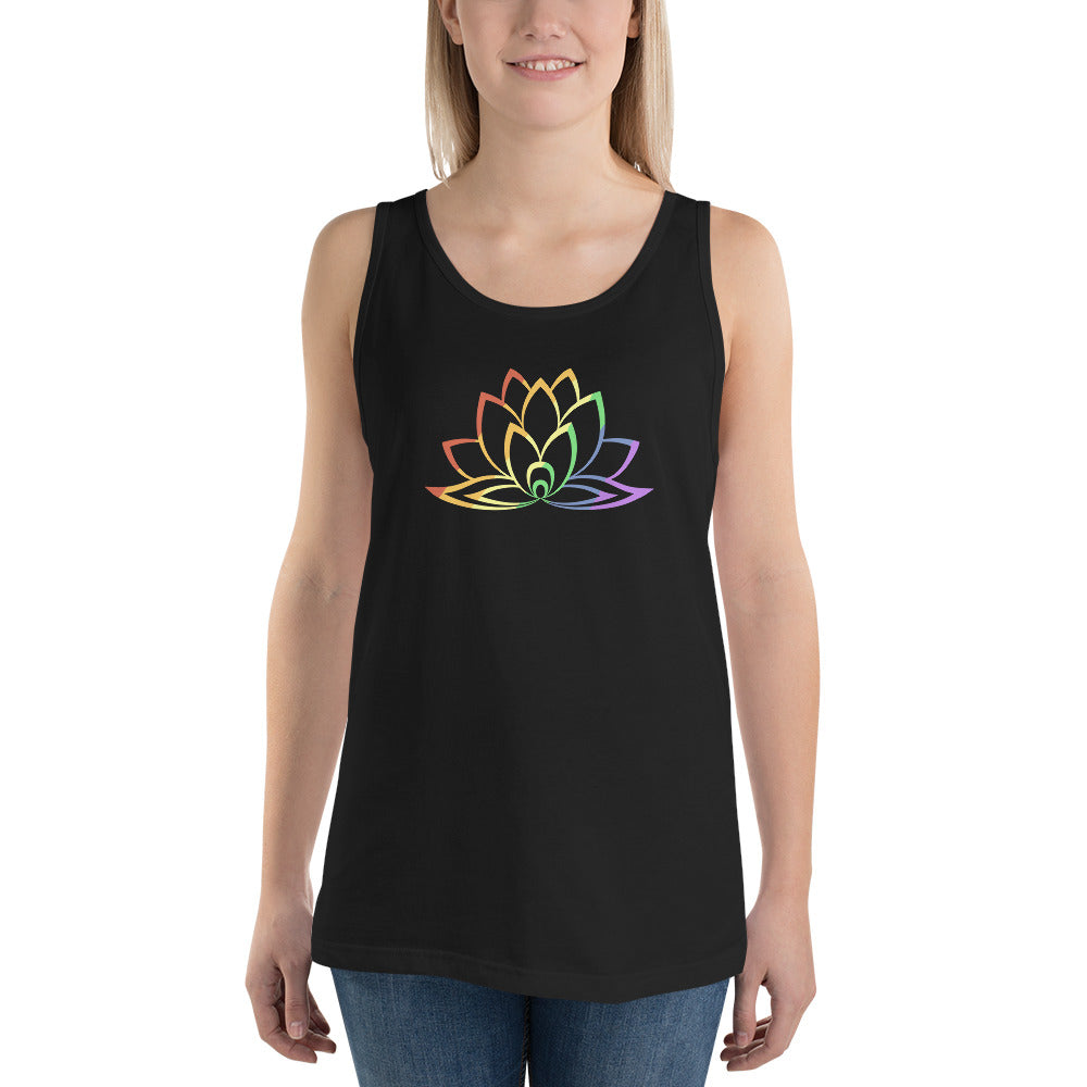 Lotus Pride Yoga Tank Black | Polycute Gift Shop