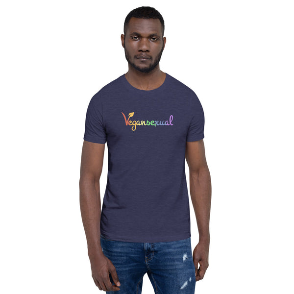 Vegansexual Tee Heather Midnight Navy | Polycute LGBTQ+ & Polyamory Gifts