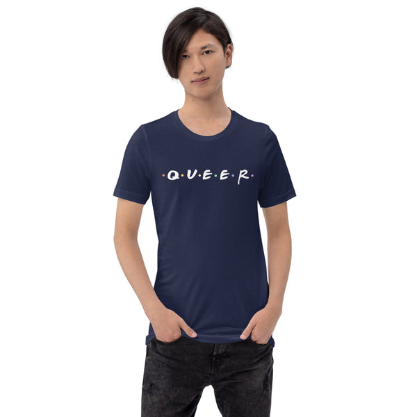 Queer "Friends" Tee Navy | Polycute LGBTQ+ & Polyamory Gifts
