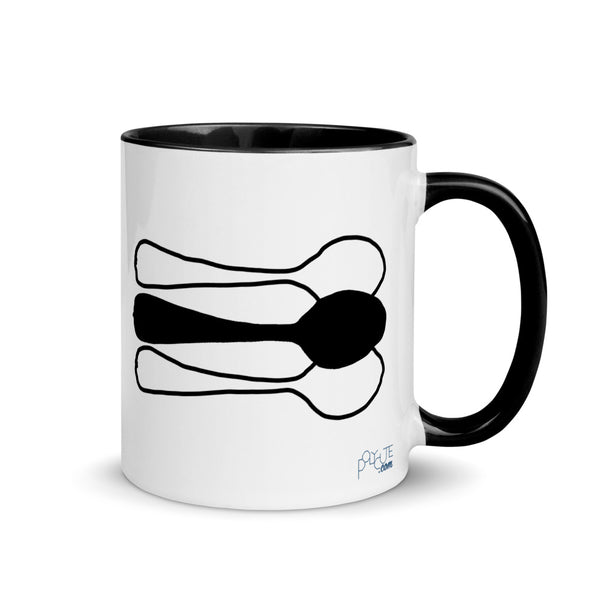 Midde Spoon Triad Mug Black | Polycute LGBTQ+ & Polyamory Gifts