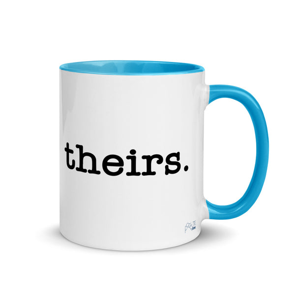 Theirs Pronoun Mug | LGBTQ and Polyamory Gifts | Polycute Gift Shop
