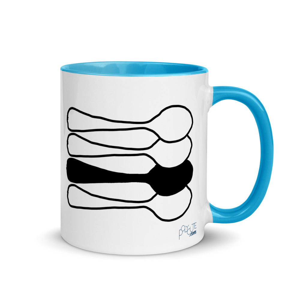 Middle Spoon 1 Quad Mug Blue | Polycute LGBTQ+ & Polyamory Gifts