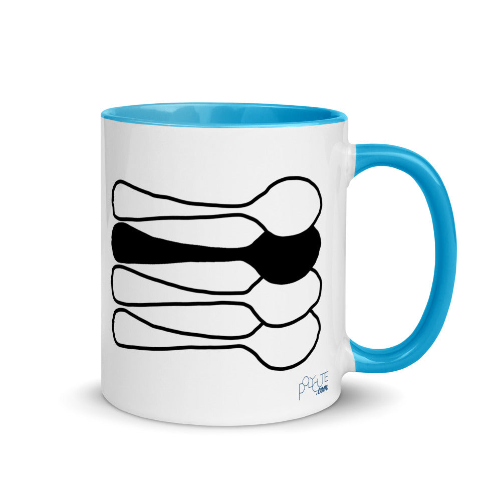 Middle Spoon 2 Quad Mug Blue | Polycute LGBTQ+ & Polyamory Gifts
