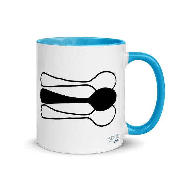 Midde Spoon Triad Mug Blue | Polycute LGBTQ+ & Polyamory Gifts