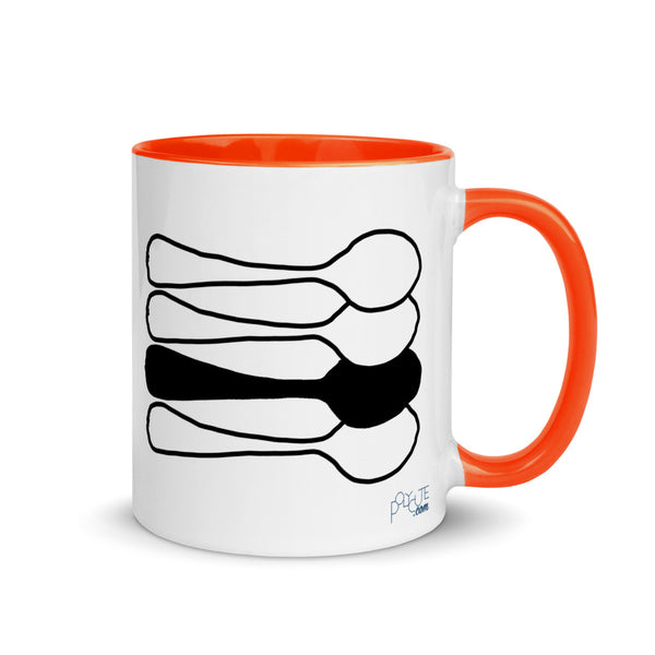 Middle Spoon 1 Quad Mug Orange | Polycute LGBTQ+ & Polyamory Gifts