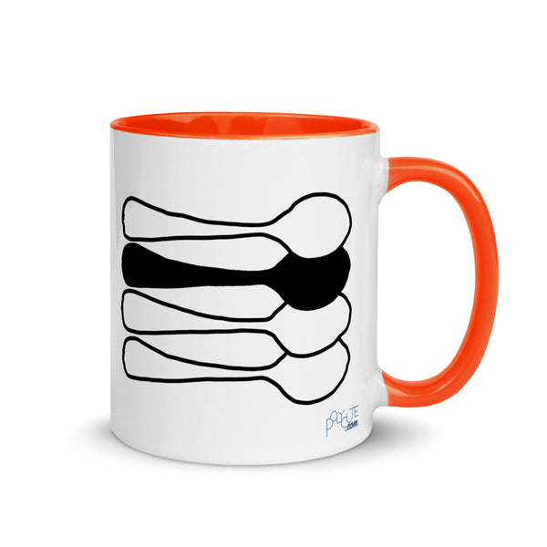 Middle Spoon 2 Quad Mug Orange | Polycute LGBTQ+ & Polyamory Gifts