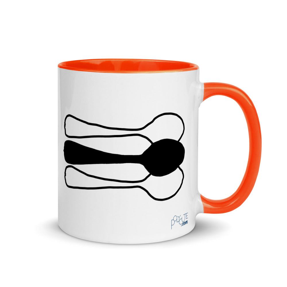 Midde Spoon Triad Mug Orange | Polycute LGBTQ+ & Polyamory Gifts