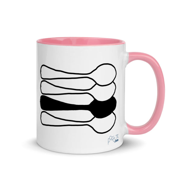 Middle Spoon 1 Quad Mug Pink | Polycute LGBTQ+ & Polyamory Gifts