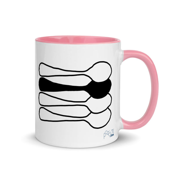 Middle Spoon 2 Quad Mug Pink | Polycute LGBTQ+ & Polyamory Gifts