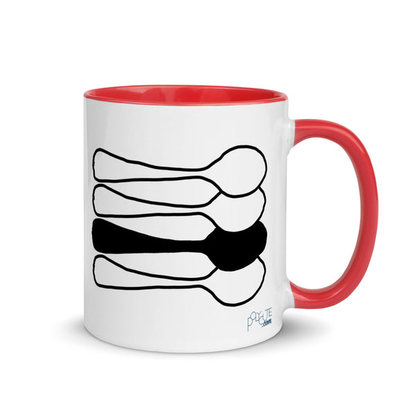 Middle Spoon 1 Quad Mug Red | Polycute LGBTQ+ & Polyamory Gifts