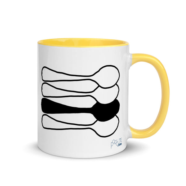 Middle Spoon 1 Quad Mug Yellow | Polycute LGBTQ+ & Polyamory Gifts