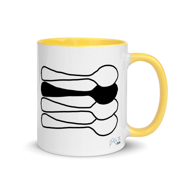 Middle Spoon 2 Quad Mug Yellow | Polycute LGBTQ+ & Polyamory Gifts