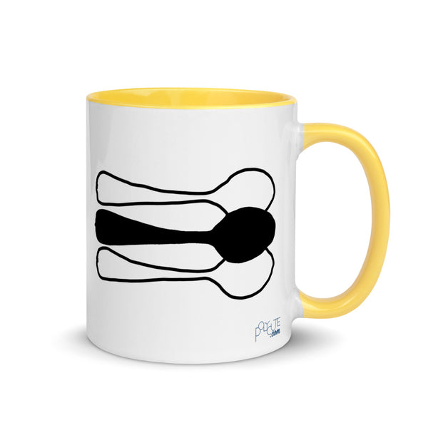 Midde Spoon Triad Mug Yellow | Polycute LGBTQ+ & Polyamory Gifts