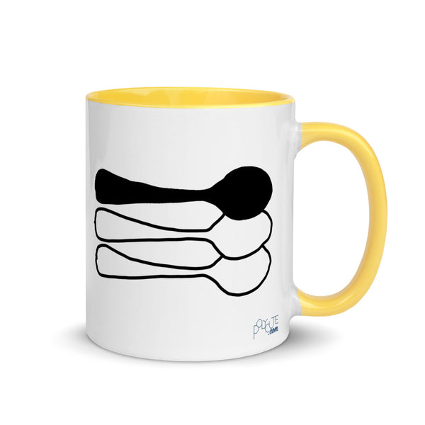 Big Spoon Triad Mug Yellow | Polycute LGBTQ+ & Polyamory Gifts