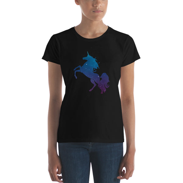 Unicorn Stardust Tee, Fitted Black | Polycute Gift Shop