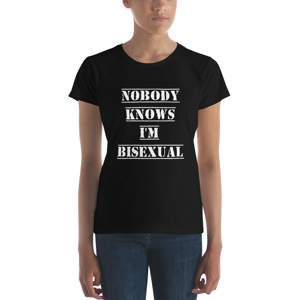 Nobody Knows I'm Bisexual Tee, Fitted Black | Polycute Gift Shop