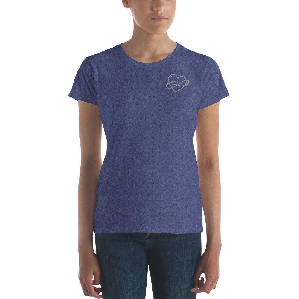 Lowkey Infinite Love Tee, Fitted Heather Blue | Polycute LGBTQ+ & Polyamory Gifts