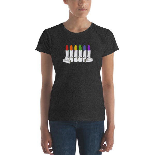 Lipstick Lesbian Tee, Fitted Heather Dark Grey | Polycute Gift Shop