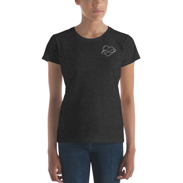 Lowkey Infinite Love Tee, Fitted Heather Dark Grey | Polycute LGBTQ+ & Polyamory Gifts