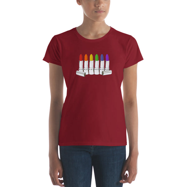 Lipstick Lesbian Tee, Fitted Independence Red | Polycute Gift Shop