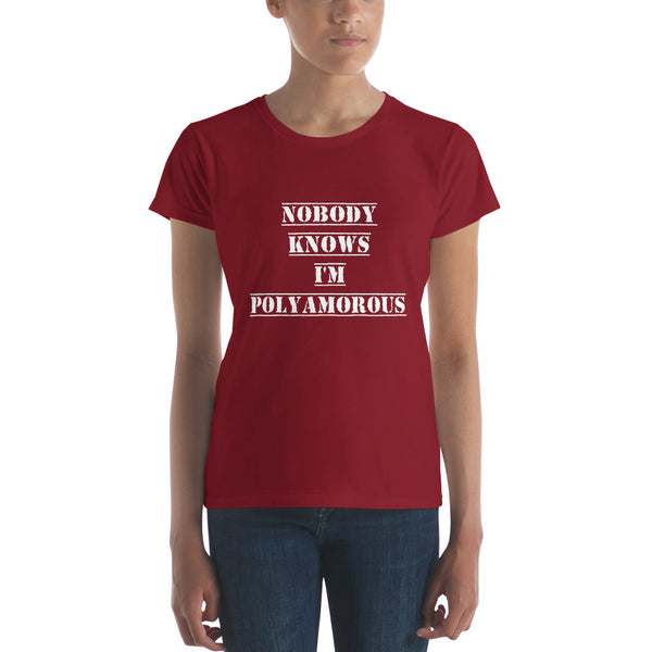 Nobody Knows I'm Poly Tee, Fitted Independence Red | Polycute Gift Shop