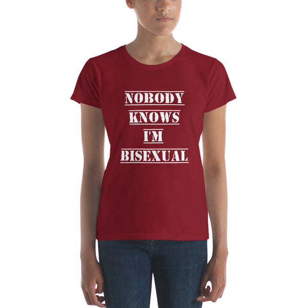 Nobody Knows I'm Bisexual Tee, Fitted Independence Red | Polycute Gift Shop