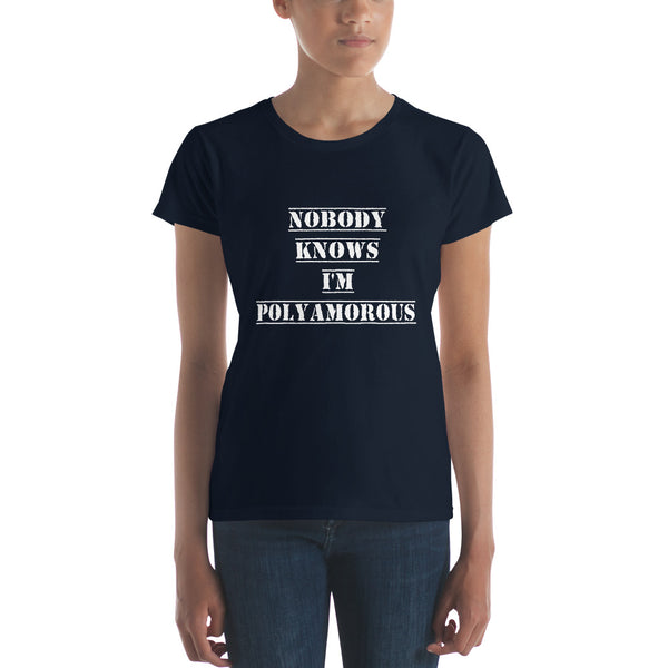 Nobody Knows I'm Poly Tee, Fitted Navy | Polycute Gift Shop