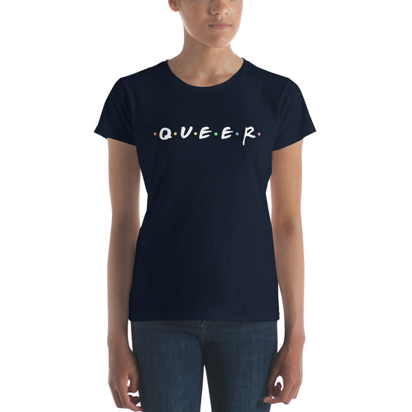 Queer Friends Gay Pride Shirt, Navy | Polycute Gift Shop