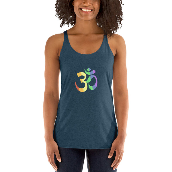 Om Pride Racerback Yoga Tank Indigo | Polycute Gift Shop