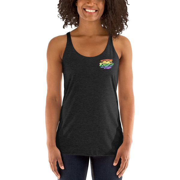 Lowkey Polycute Racerback Yoga Tank Vintage Black | Polycute LGBTQ+ & Polyamory Gifts