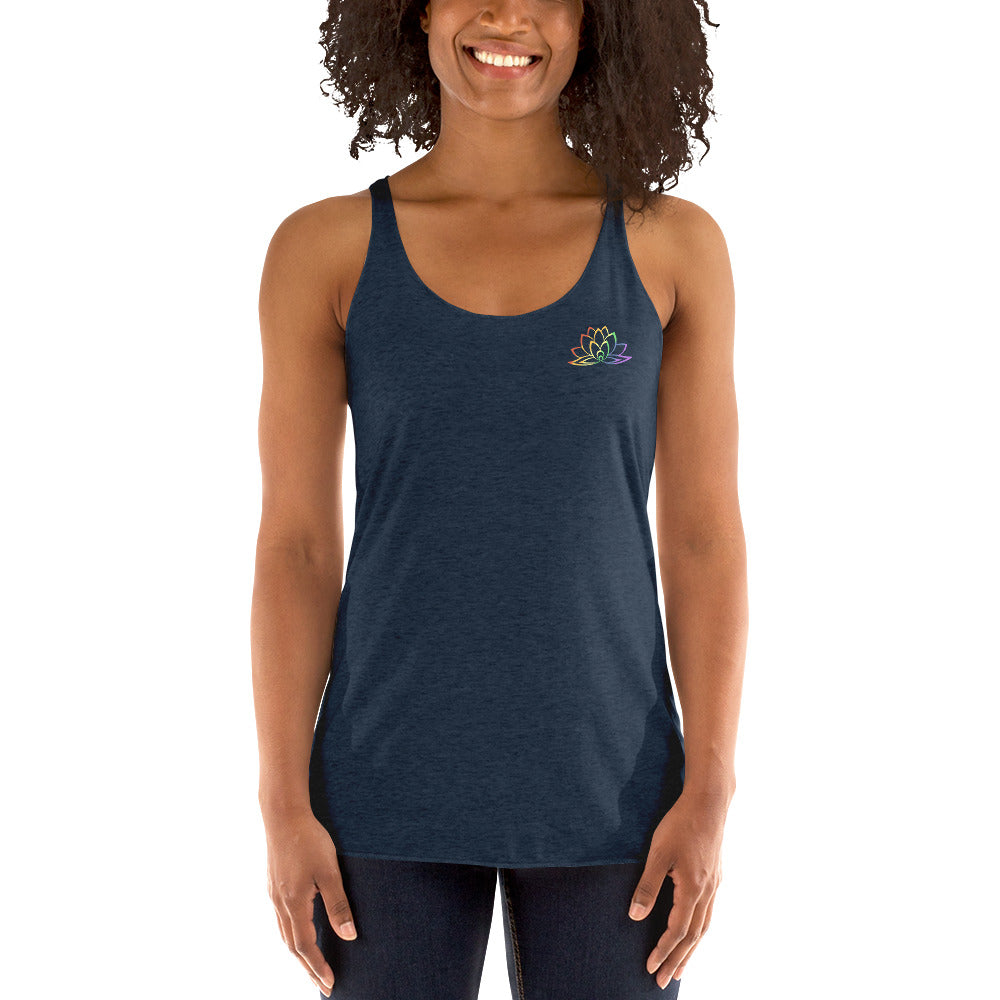 Lowkey Lotus Pride Racerback Yoga Tank Vintage Navy | Polycute Gift Shop